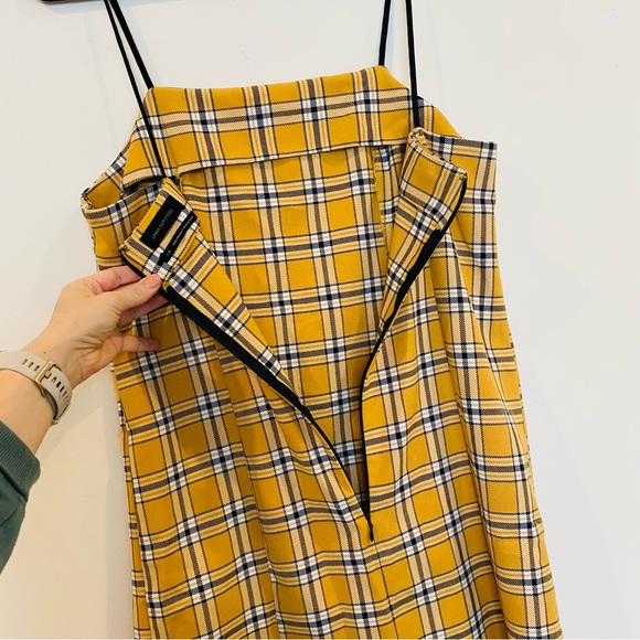 Urban Outfitters Strappy Plaid Mini Dress in Yellow/Black/White, Size Large - Picture 9 of 11